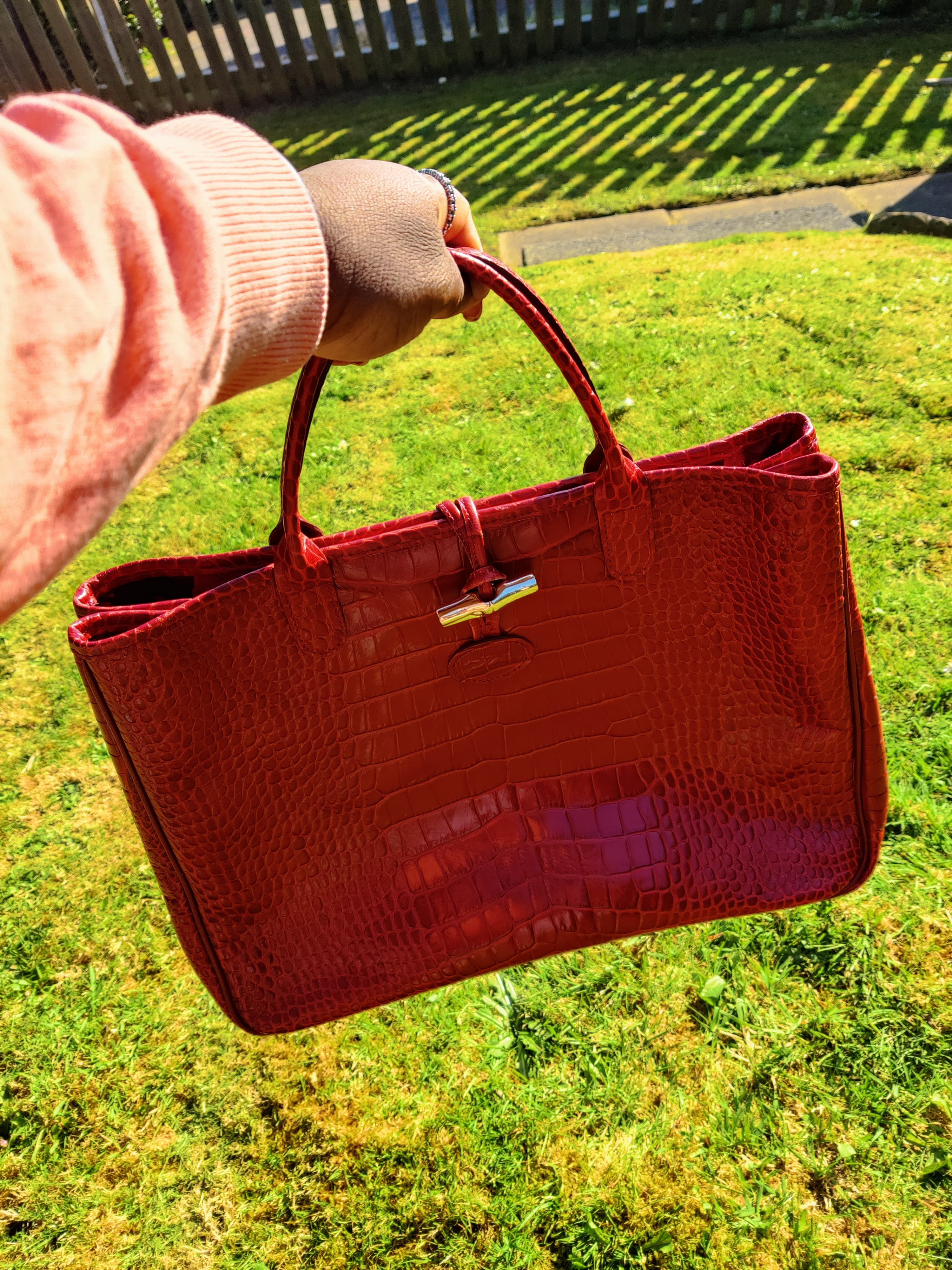 Longchamp Le Roseau Red Tote Bag - Image 3